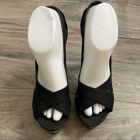 Michael Antonio black peep toe platform heels size 8.5 - Picture 3 of 10